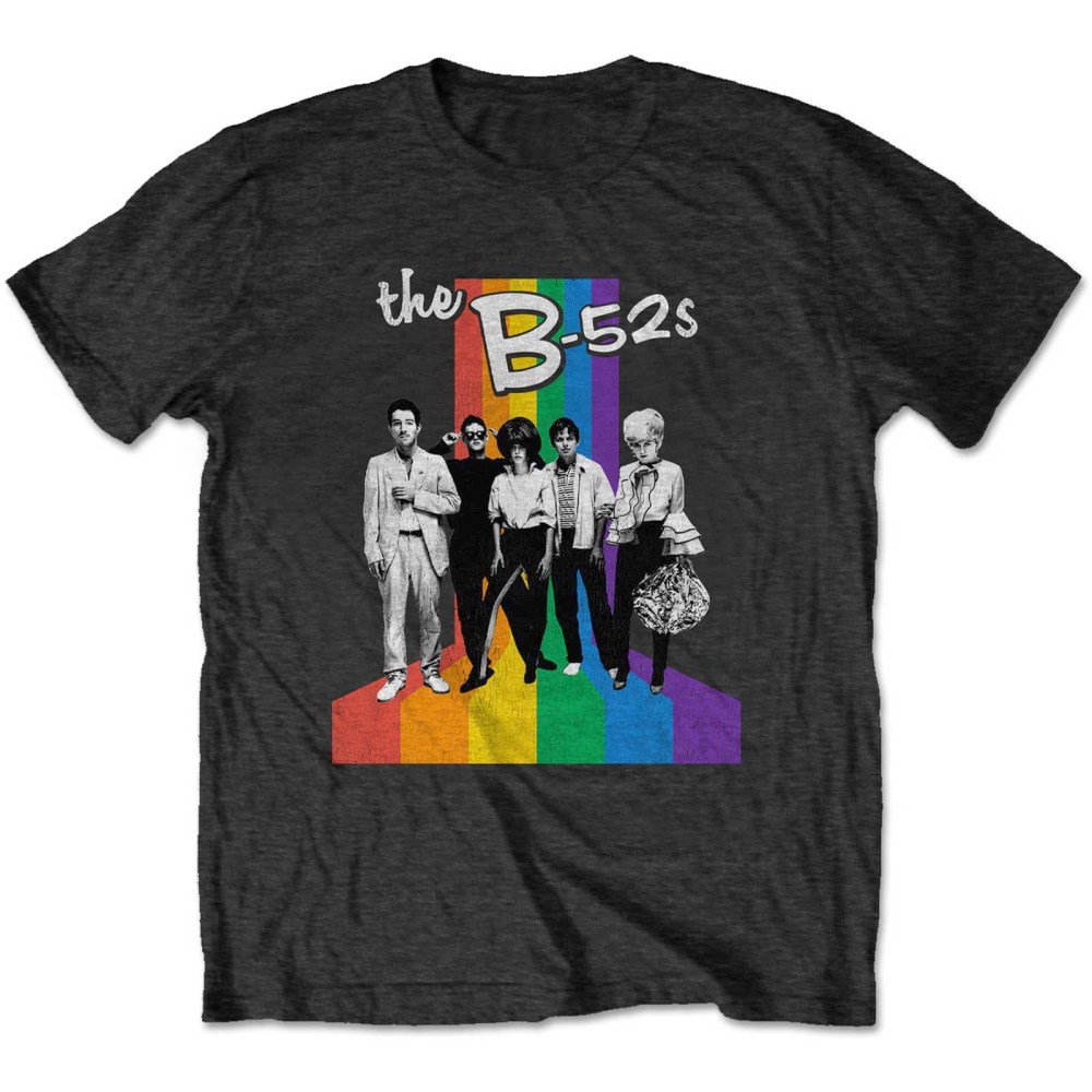 The B52's - Rainbow Stripes Heren Tshirt - Zwart